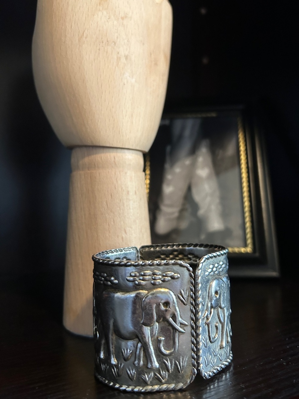 Silver Colored Elephant Motif Cuff Bracelet